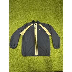 Adidas Climaproof Windbreaker Jacket Mens Large Blue Striped Protect Mesh Lined